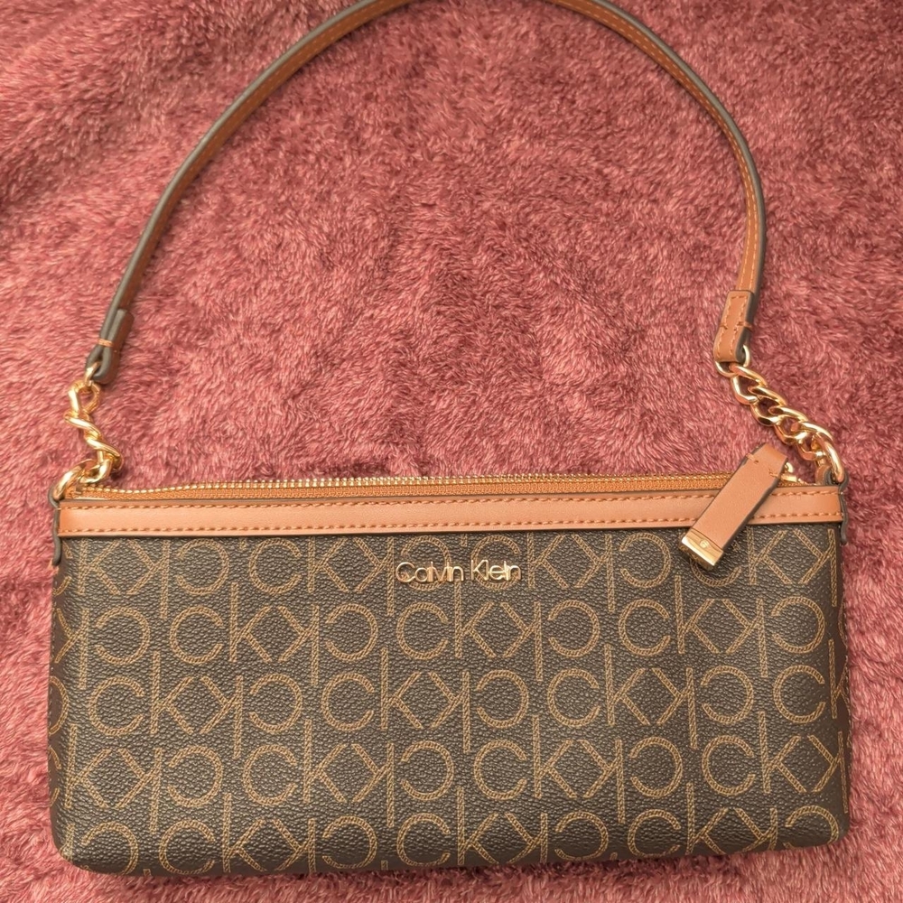 Calvin Klein Brown Monogram Clutch